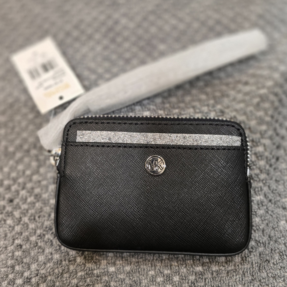 Michael Kors Black Saffiano Card Case Wristlet